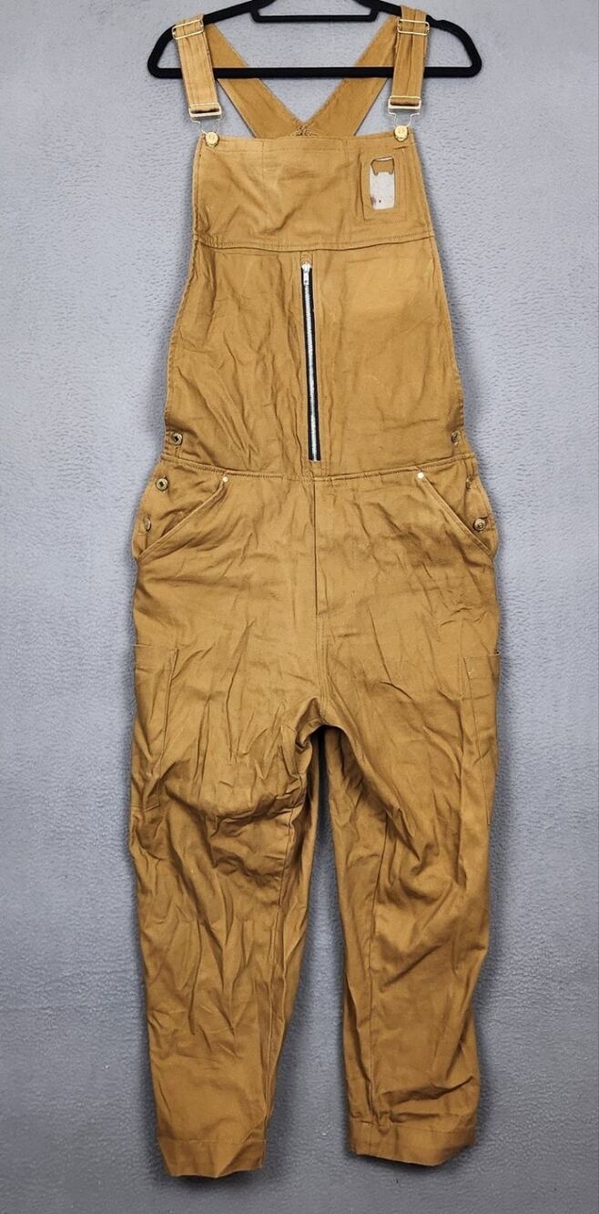 Muff Waders Bib Overalls Mens Medium 34x26 Brown Canvas Insulated Beer Workwear